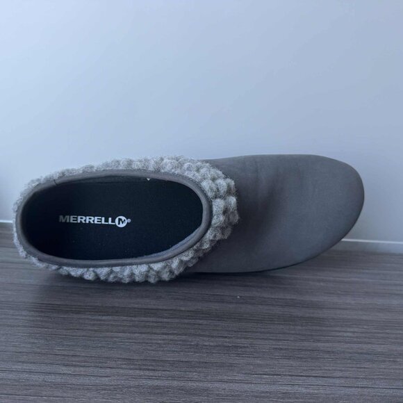 Merrell Women's Encore Kassie Gray Nubuck Wool Winter Clogs Mules  $85 - Picture 8 of 12